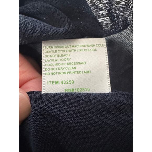 Garnet Hill | Brianna Surplice Knit Dress Navy Print Long Sleeve Midi | Size M - Picture 12 of 14